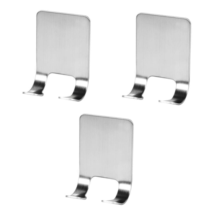 Set 3 suporti universali de perete, din inox, 6x4.5cm - Argintiu [1]