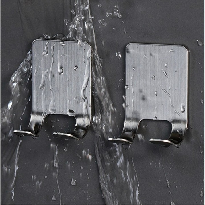 Set 3 suporti universali de perete, din inox, 6x4.5cm - Argintiu [4]