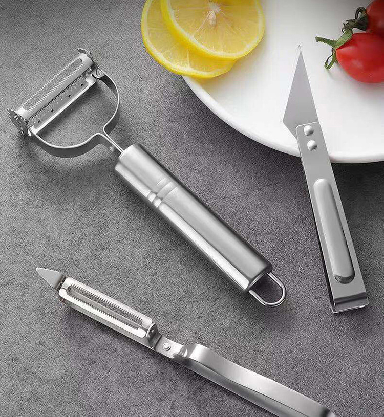 Set 3 ustensile argintii pentru curatat si decojit fructe si legume [2]