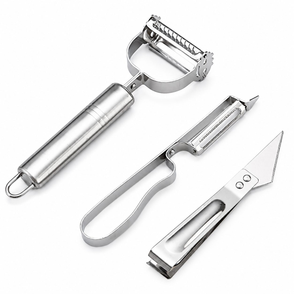 Set 3 ustensile argintii pentru curatat si decojit fructe si legume [5]