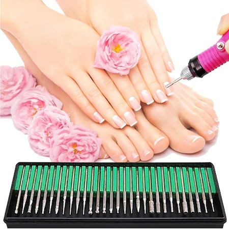 Set 30 de capete pentru freza electrica, bit-uri diamantate, pentru manichiura si pedichiura [3]