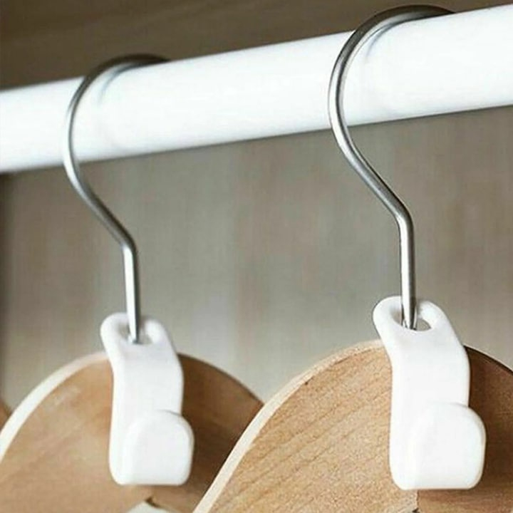 Set 30 carlige pentru umerase, multifunctionale, economisire spatiu, plastic, 3.5 x 2 cm, alb [10]