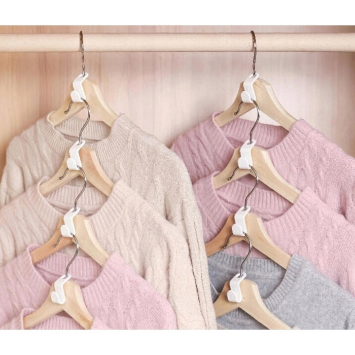 Set 30 carlige pentru umerase, multifunctionale, economisire spatiu, plastic, 3.5 x 2 cm, alb [5]