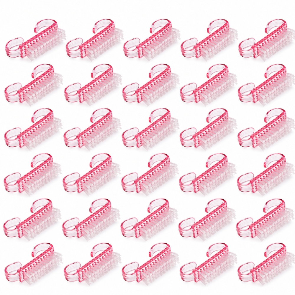 Set 30 Perii pentru Curatarea Unghiilor, Peri Moi si Rezistenti, Design Ergonomic cu Prindere Dubla, 6.5 x 3.2 x 1.5 cm, Roz Transparent [3]