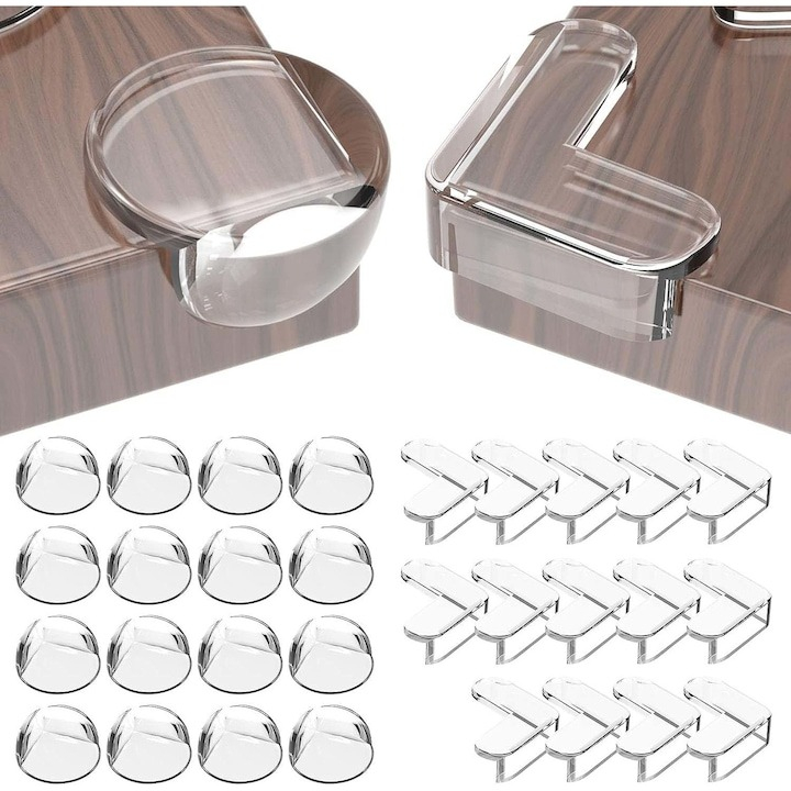 Set 30 protectoare silicon pentru colturi, 16 rotunde si 14 triunghiulare - Transparent [2]