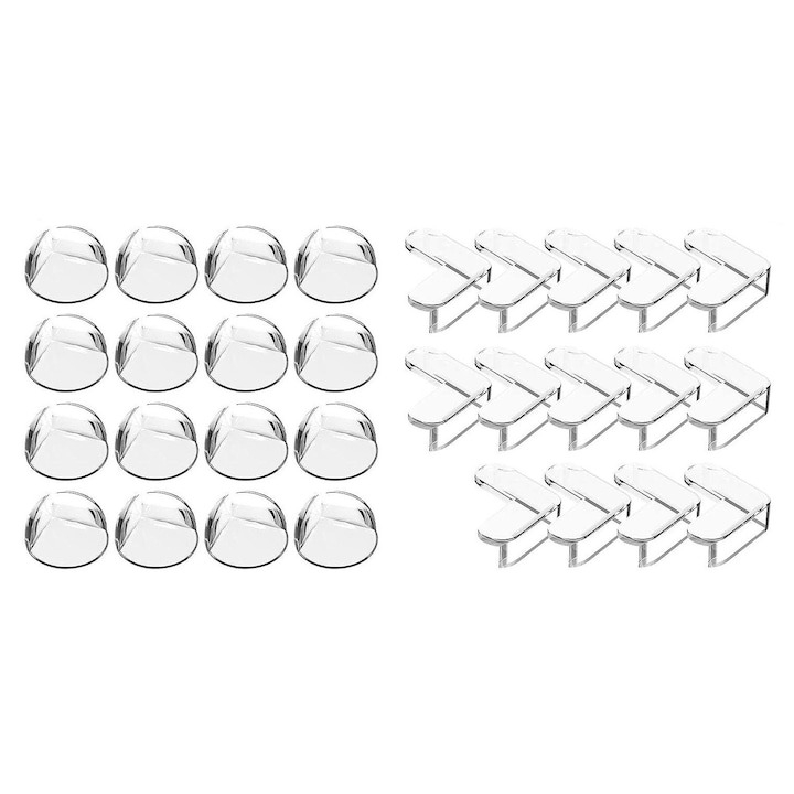 Set 30 protectoare silicon pentru colturi, 16 rotunde si 14 triunghiulare - Transparent