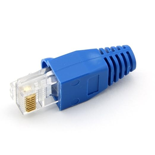 Set 30 x mufa + manson de protectie, RJ45, CAT5 CAT6, 8 pini 8P8C, albastru [2]