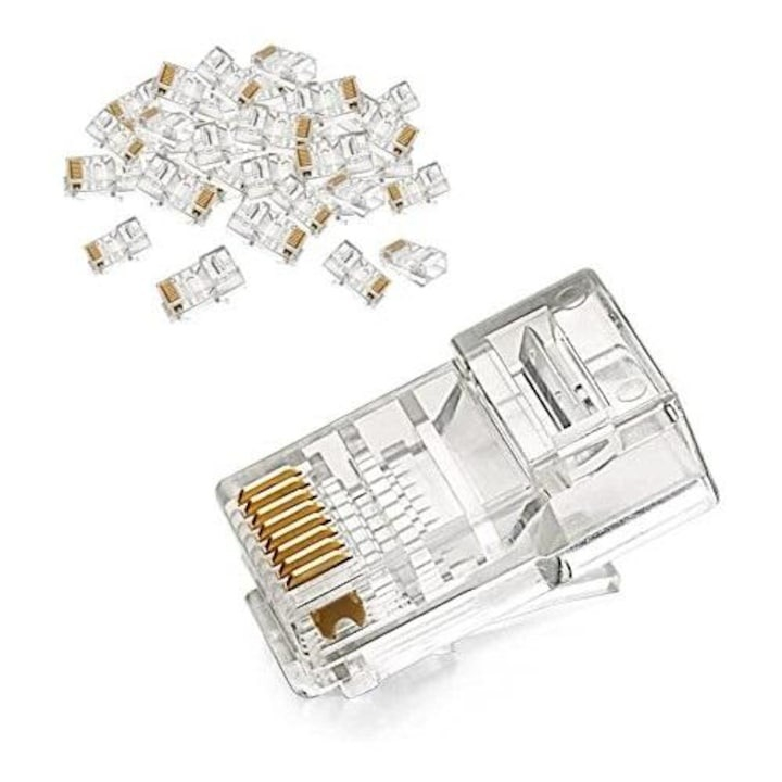 Set 30 x mufa + manson de protectie, RJ45, CAT5 CAT6, 8 pini 8P8C, albastru [12]
