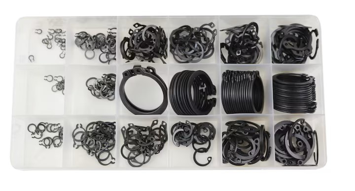 Set 300 inele Seeger negre 2-32 mm cu 4 clesti pentru sigurante interioare si exterioare, trusa organizatoare, pentru reparatii auto, mecanica si service [2]