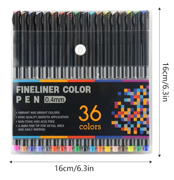 Set 36 pixuri fineliner multicolore, varf fin 0,4 mm din fibra, cerneala pe baza de apa [6]
