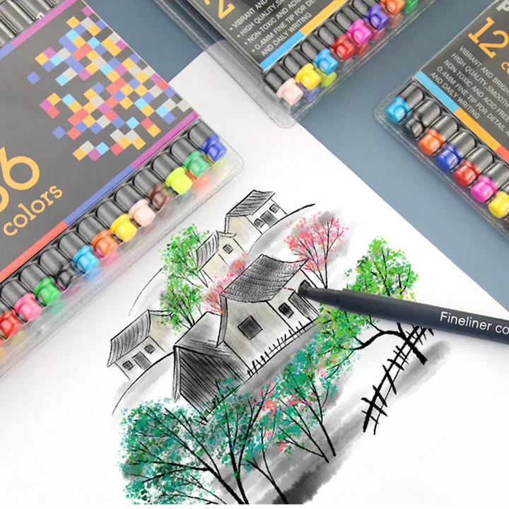 Set 36 pixuri fineliner multicolore, varf fin 0,4 mm din fibra, cerneala pe baza de apa [3]