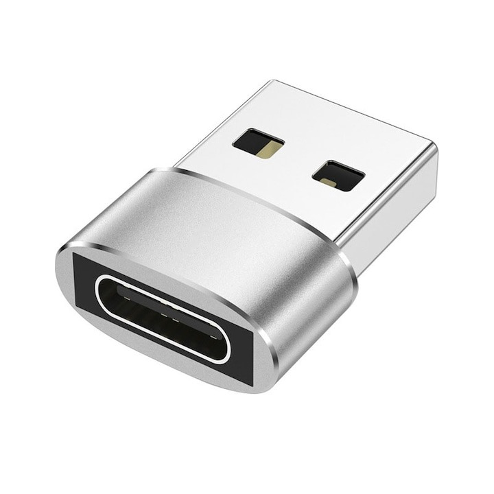 Set 3x Adaptor mini USB tip C la USB, viteza rapida de transfer - Argintiu [4]