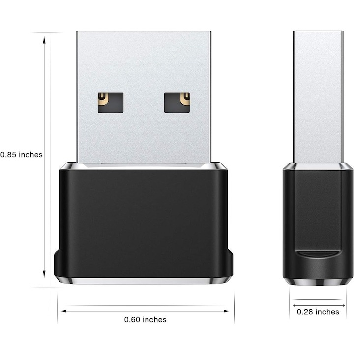 Set 3x Adaptor mini USB tip C la USB, viteza rapida de transfer - Negru [4]