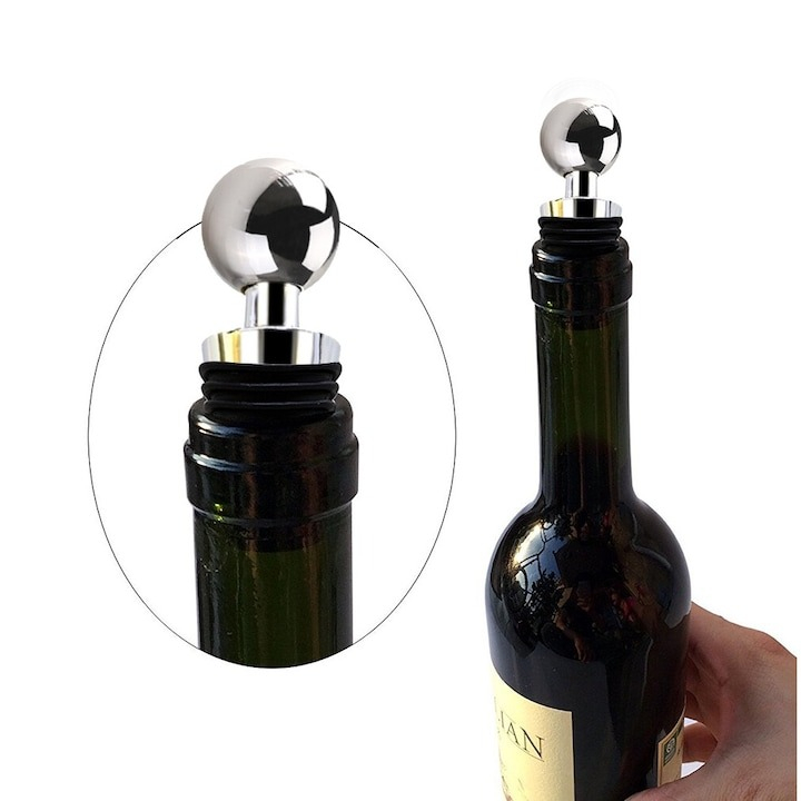 Set 3x Dop universal pentru sticle de vin sau alte bauturi cu garnitura din silicon [4]