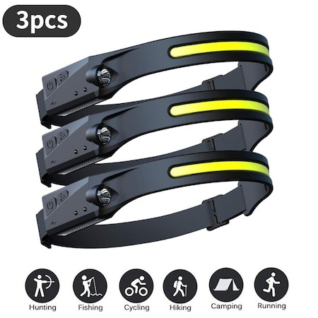Set 3x Lanterna frontala LED,putere 10W,incarcare USB, baterie 1200 mAH, Rezistenta la apa [2]