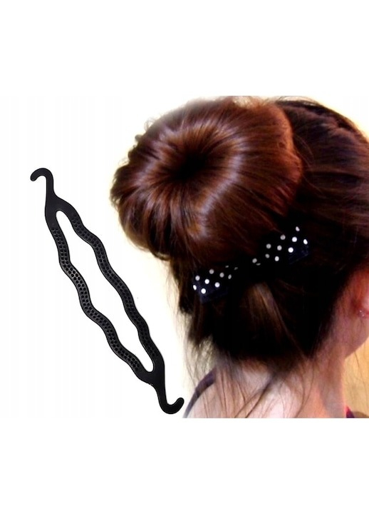 Set 4 accesorii pentru par, pentru coc retro vintage, plastic, negru [6]