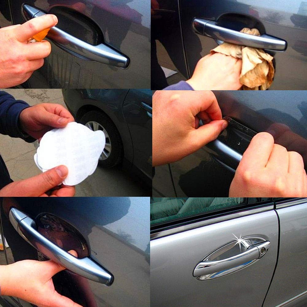 Set 4 autocolante de protectie pentru manerele usilor auto, 85 mm x 95 mm - Transparent [3]