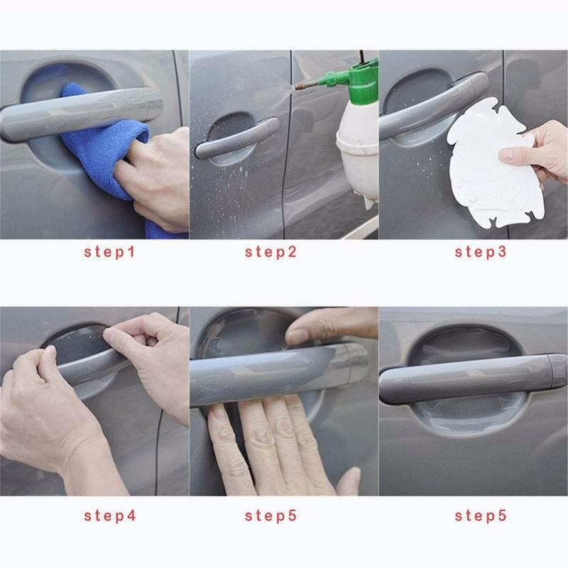 Set 4 autocolante de protectie pentru manerele usilor auto, 85 mm x 95 mm - Transparent [2]