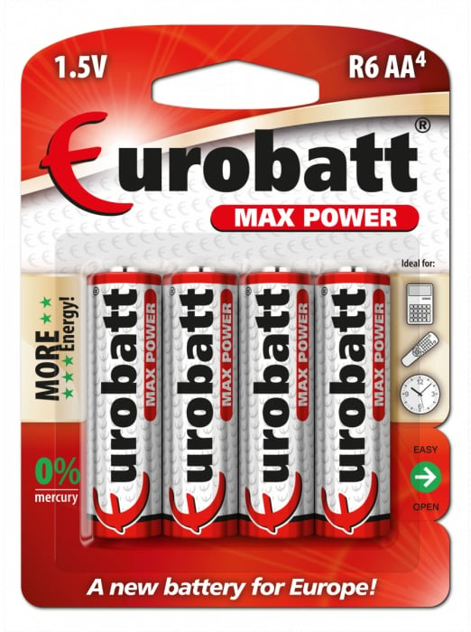 Set 4 baterii Eurobatt, AA, R6, 1.5 V, fara mercur [2]