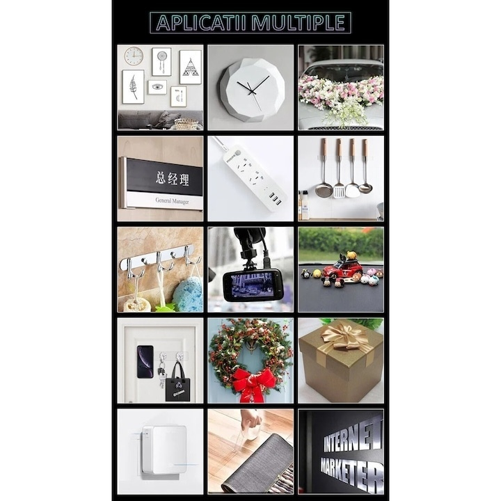 Set 4 benzi dublu adezive transparente, 5 metri pe rola, siliconice, flexibile, rezistente la apa, reutilizabile, nu lasa urme, aplicabile pe diverse suprafete [5]