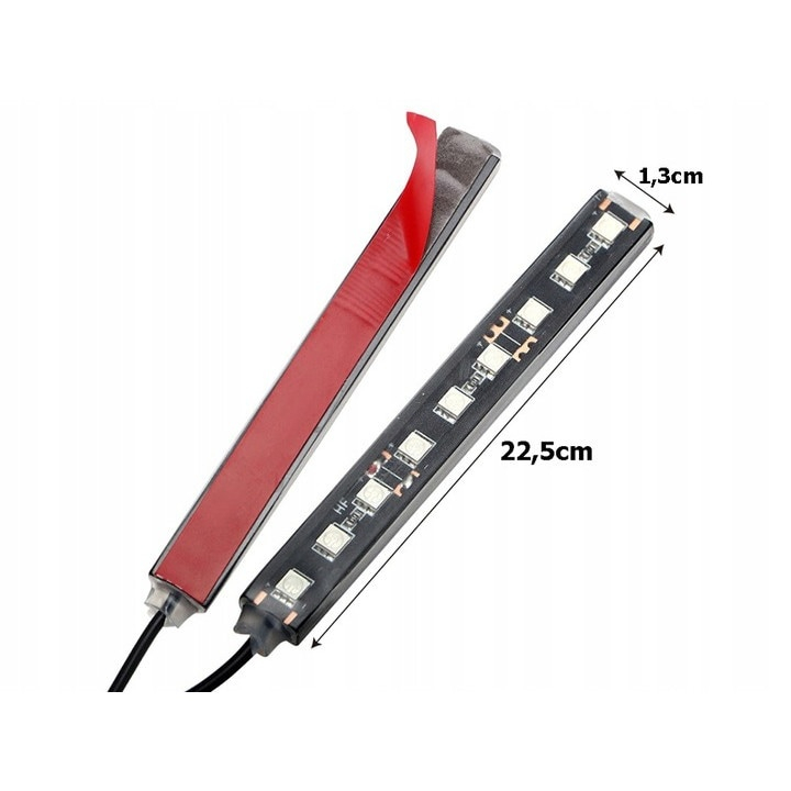Set 4 benzi LED RGB pentru iluminarea interioara a masinii, cu telecomanda, 8 culori, 12 LED-uri pe banda – efecte luminoase ambientale [7]