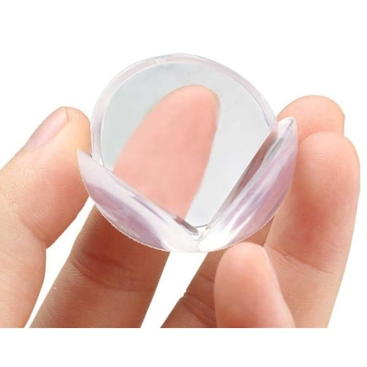 Set 4 bucati protectie colturi, universale, pentru siguranta copiilor, din silicon, rotunde, pentru mese, paturi, dulapuri, transparent [9]