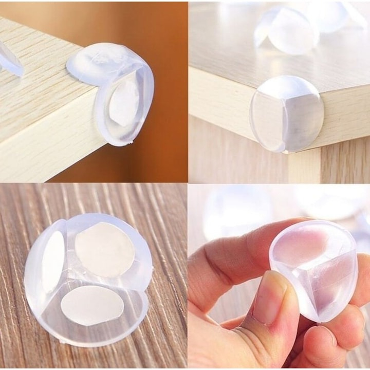 Set 4 bucati protectie colturi, universale, pentru siguranta copiilor, din silicon, rotunde, pentru mese, paturi, dulapuri, transparent [11]