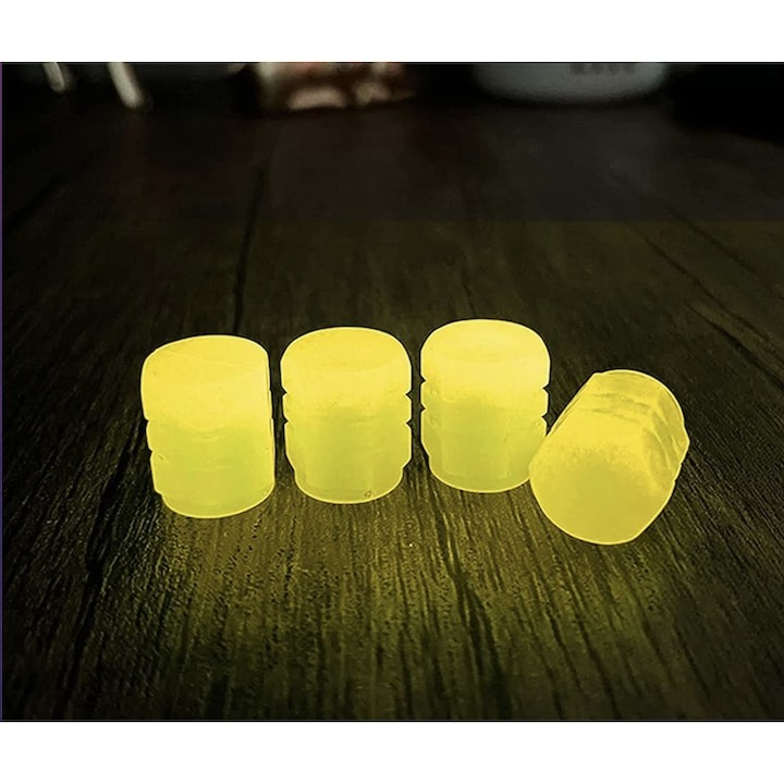 Set 4 capace pentru supapa cauciucuri, fosforescente, universale, ABS, galben [3]