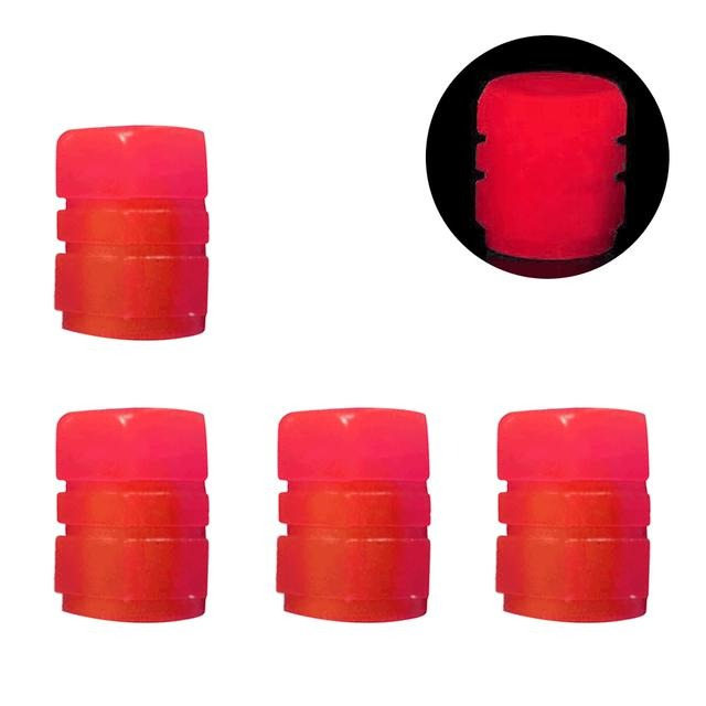 Set 4 capace pentru supapa cauciucuri, fosforescente, universale, ABS, rosu [5]