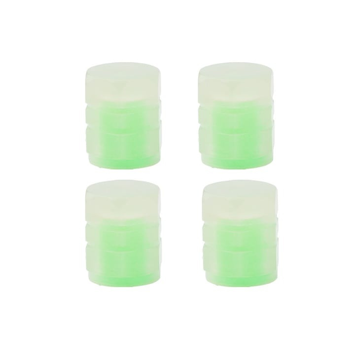 Set 4 capace pentru supapa cauciucuri, fosforescente, universale, ABS, verde