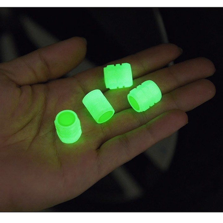 Set 4 capace pentru supapa cauciucuri, fosforescente, universale, ABS, verde [6]