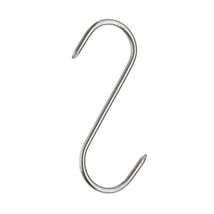 Set 4 carlige inox pentru afumare carne, macelarie, rezistente, sustinere grea, 16 cm, argintiu [3]