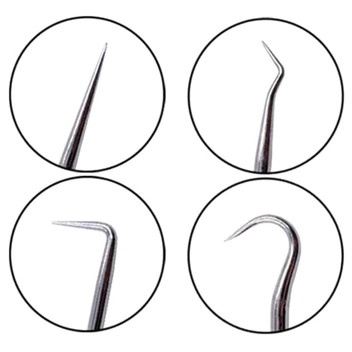 Set 4 carlige universale pentru etansari si inele, pentru tragere si manipulare elemente de cauciuc, otel si PP, varfuri magnetizate, 16 cm, negru/rosu [4]