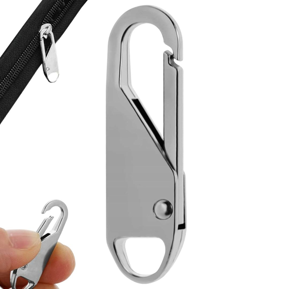Set 4 cheite universale pentru fermoar, accesorii metalice pentru reparatie rapida valize, rucsacuri, haine, jachete si corturi, argintiu [9]
