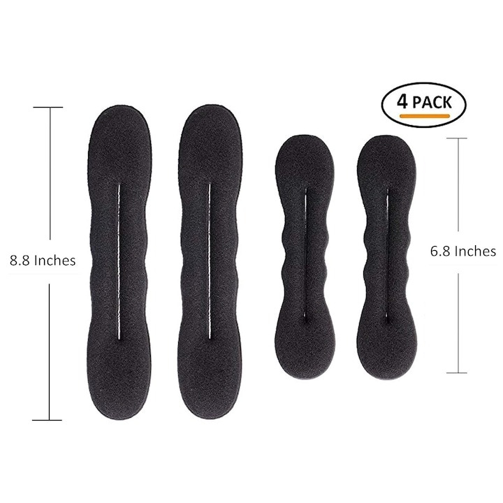Set 4 cleme elastice, accesorii de prins parul, 2x 22 cm si 2x 17 cm - Negru [3]