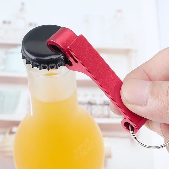 Set 4 desfacatoare sticle tip breloc aluminiu, usoare si compacte, multicolor, 6.3 x 1.2 cm [4]