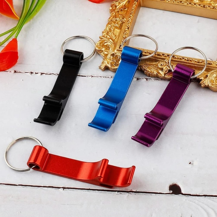 Set 4 desfacatoare sticle tip breloc aluminiu, usoare si compacte, multicolor, 6.3 x 1.2 cm [2]