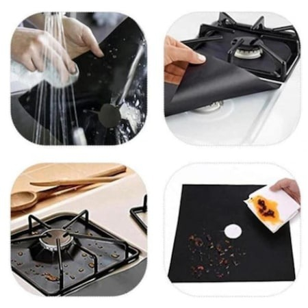 Set 4 folii detasabile de protectie pentru aragaz, din teflon - Negru [5]