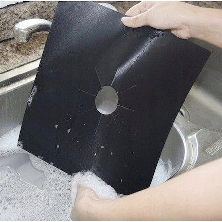 Set 4 folii detasabile de protectie pentru aragaz, din teflon - Negru [2]