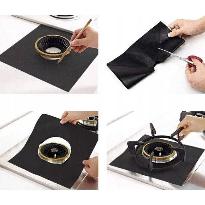 Set 4 folii detasabile de protectie pentru aragaz, usor de spalat, din teflon – protectie eficienta, curatare rapida si utilizare indelungata [2]