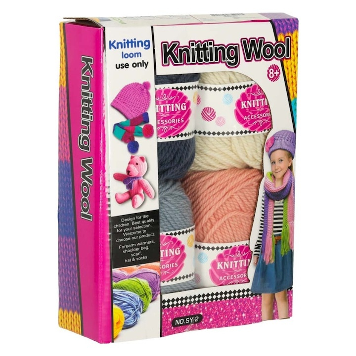 Set 4 ghemuri fire pentru crosetat si tricotat, 70% poliester si 30% acril, culori combinate crem–gri–negru–somon, 50 g/ghem, 60 m lungime, perfecte pentru proiecte DIY [5]