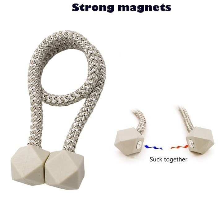 Set 4 inele magnetice de prindere pentru draperii si perdea,design de tip cub - Bej [3]