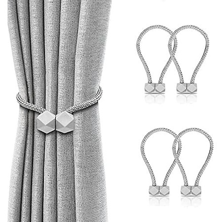 Set 4 inele magnetice de prindere pentru draperii si perdea,design de tip cub - Gri [2]