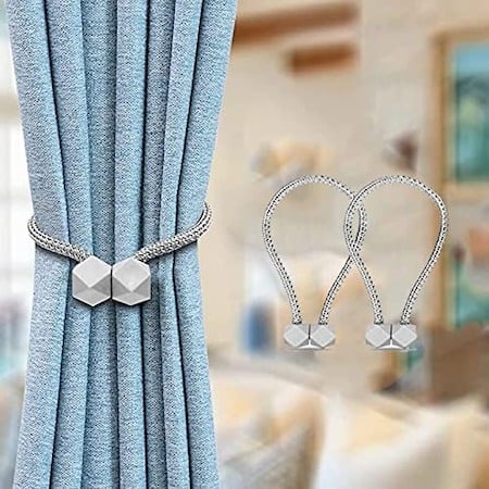 Set 4 inele magnetice de prindere pentru draperii si perdea,design de tip cub - Gri [3]