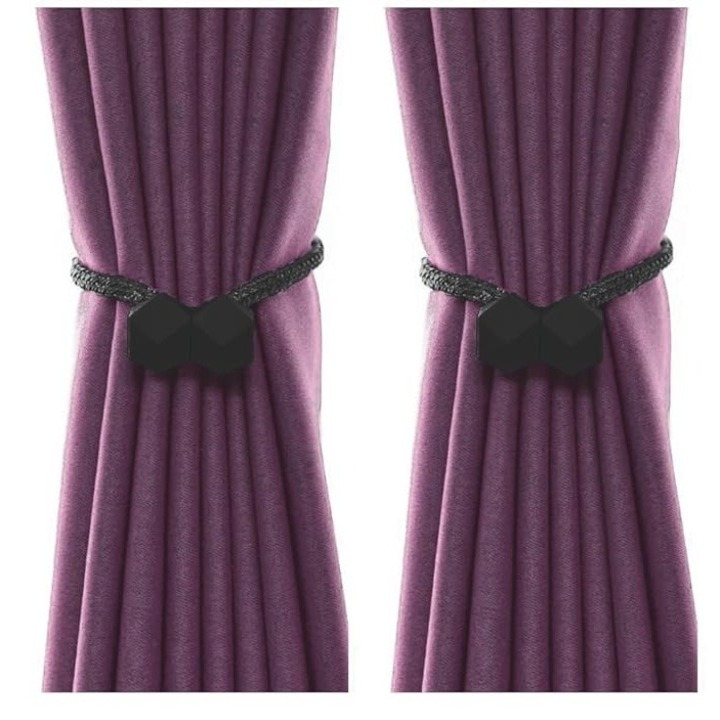 Set 4 inele magnetice de prindere pentru draperii si perdea,design de tip cub - Negru [2]
