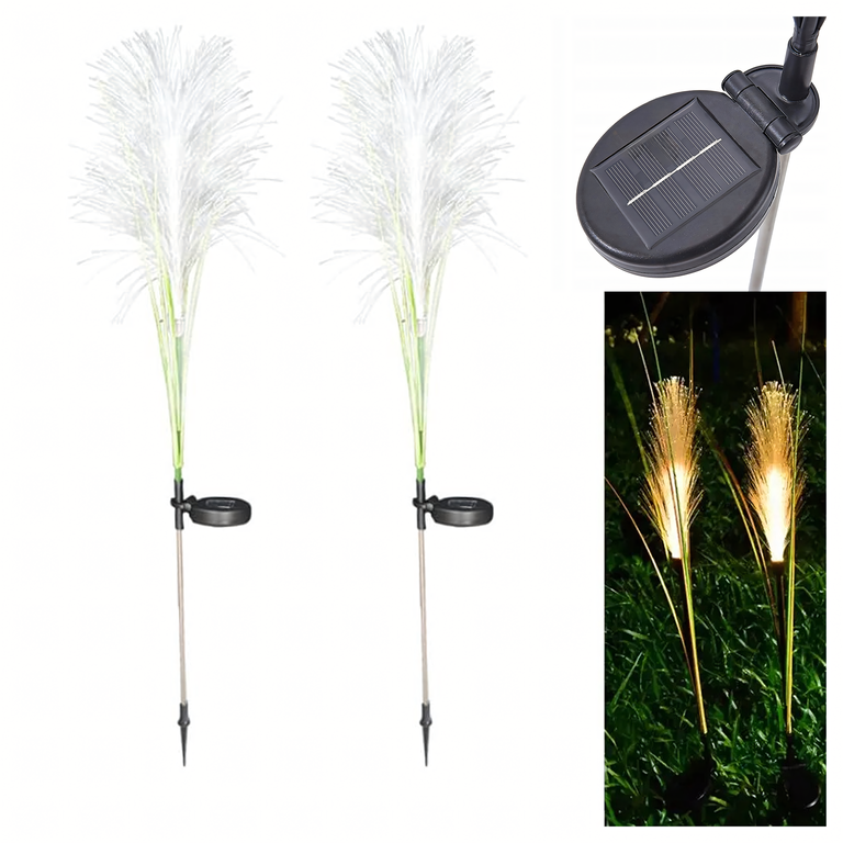 Set 4 lampi solare verzi 85 x 12 cm pentru gradina, lumina calda, efect fibra optica, LED [10]