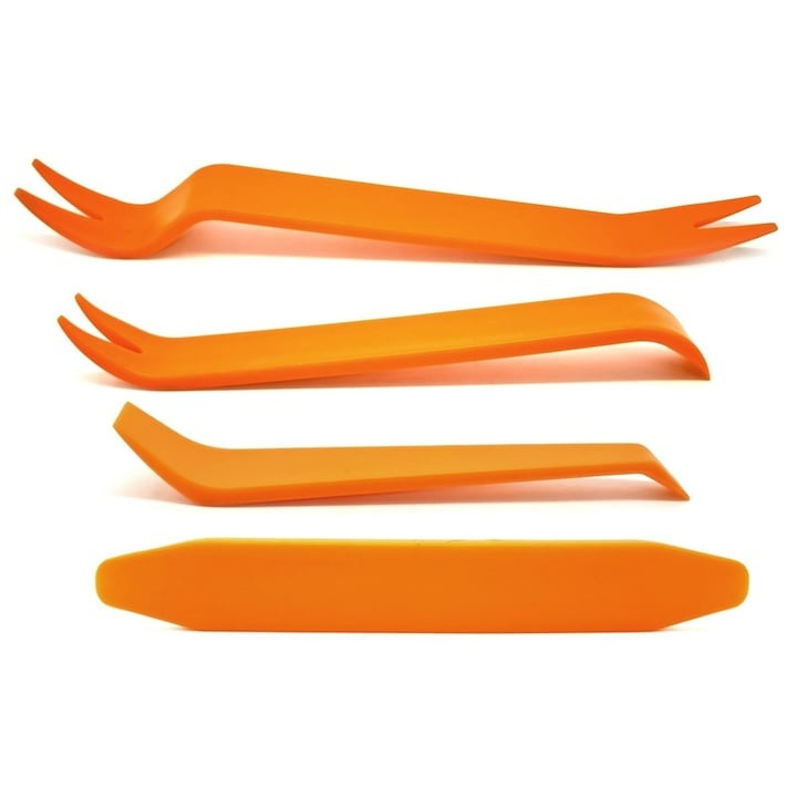 Set 4 leviere demontare panouri interior auto, extractoare tapiterie si clipsuri, plastic rezistent, pentru demontare interior [4]