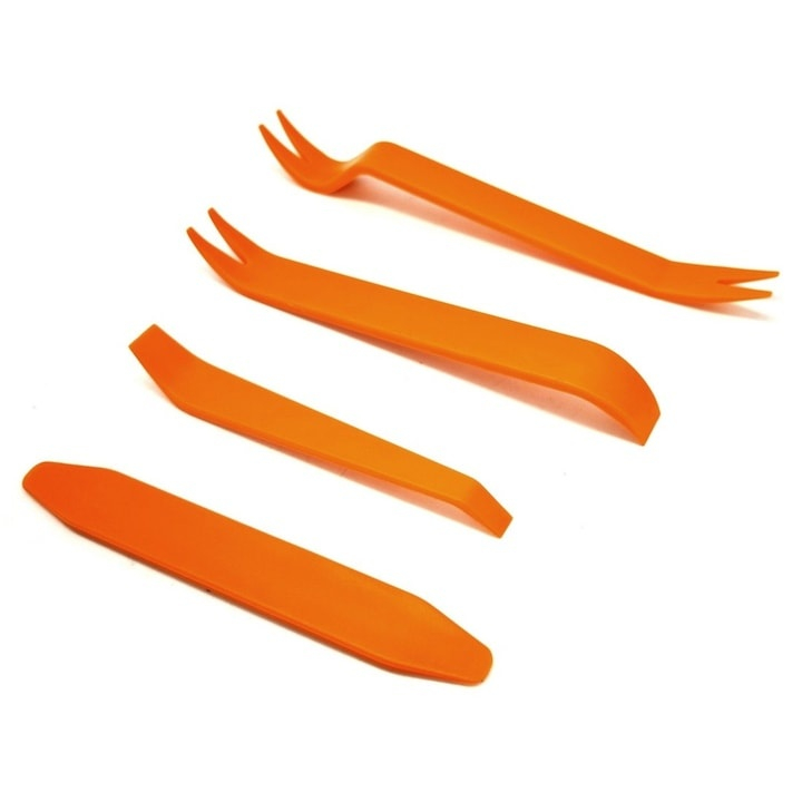 Set 4 leviere demontare panouri interior auto, extractoare tapiterie si clipsuri, plastic rezistent, pentru demontare interior [2]