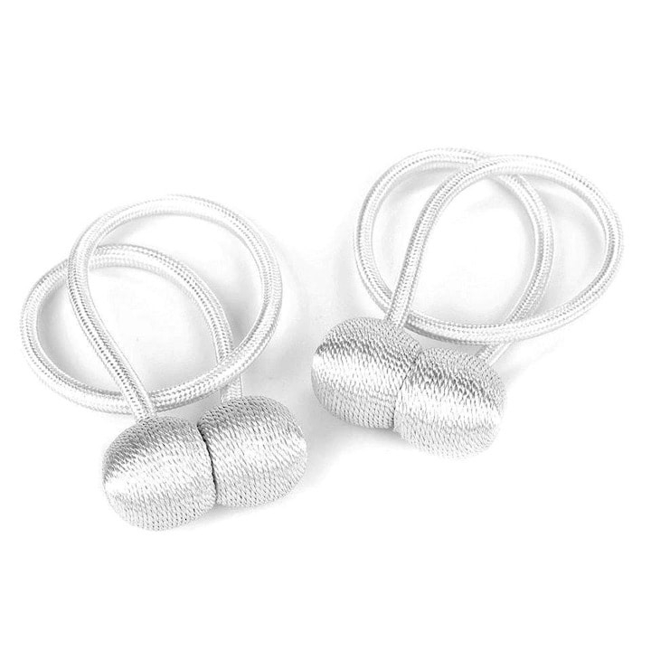 Set 4 magneti decorativi pentru perdele si draperii, tip snur, poliester, 44 cm - Alb [2]