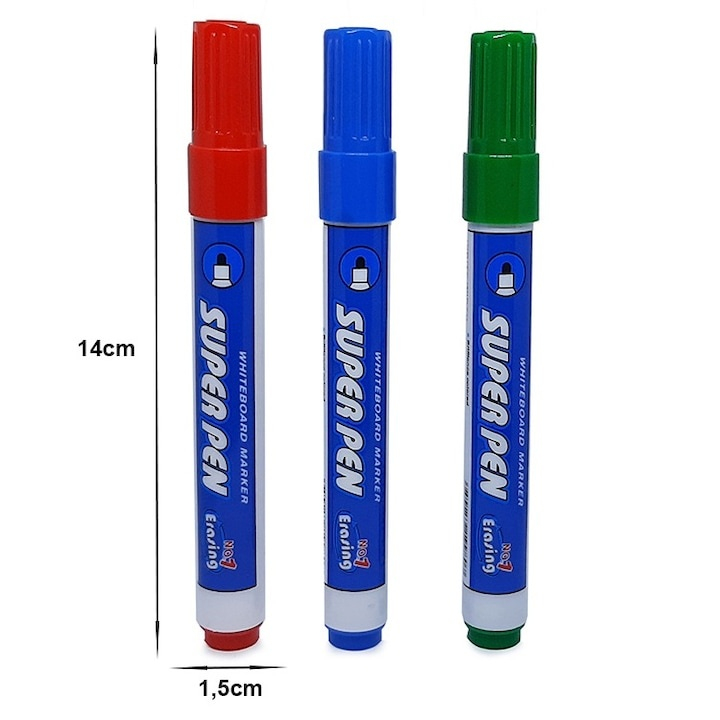 Set 4 markere pentru tabla magnetica whiteboard, uscare rapida, varf rotund 2 mm, multicolor – ideale pentru scoala, birou si prezentari [5]